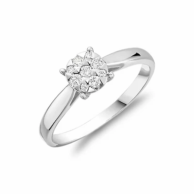 Illusion Setting Diamond Ring White Gold