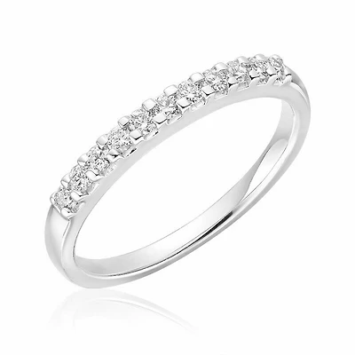 Diamond Claw Set Semi Eternity Band 10KT Gold 0.15CTDI