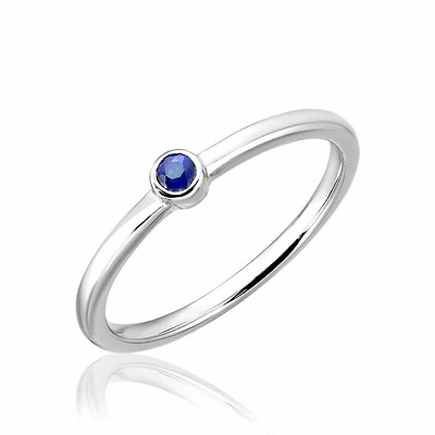 Blue Sapphire Stackable Ring White Gold