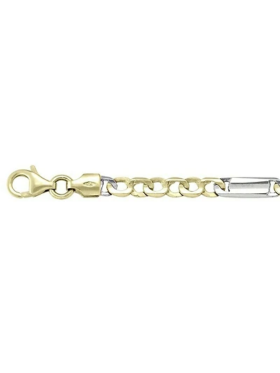 White & Yellow Gold Two Tone Solid Flat Fancy Link Chain 18KT