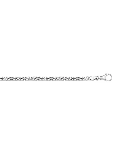 White Gold Solid Byzantine Link Chain 14KT