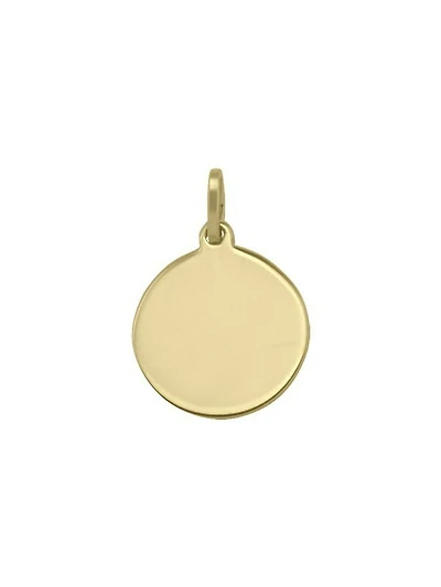 Yellow Gold 14mm Round Tag Pendant 14KT