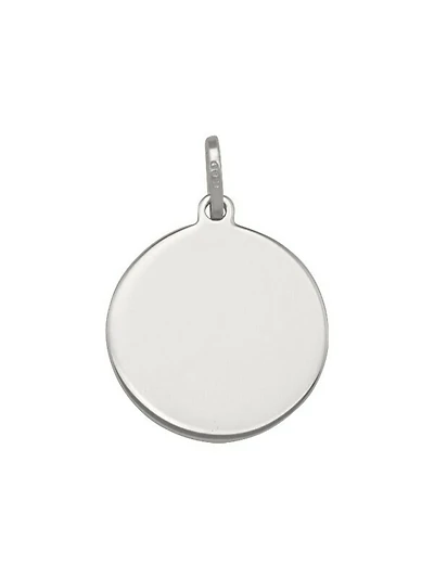 White Gold 16mm Round Tag Pendant 14KT