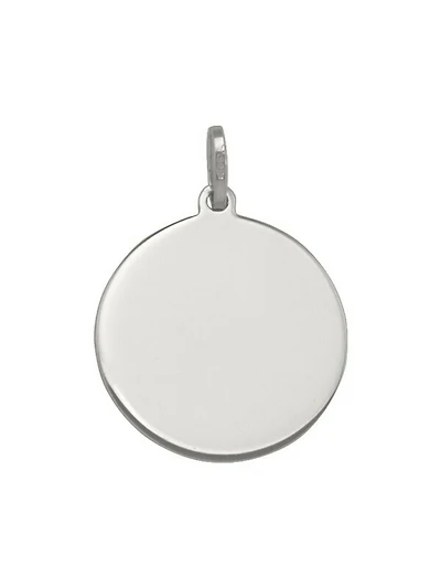 White Gold 18mm Round Tag Pendant 14KT