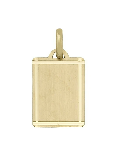 Yellow Gold Satin Finish Rectangular Tag Pendant 18KT