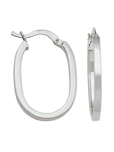White Gold Oval Square Tube Earring 14KT