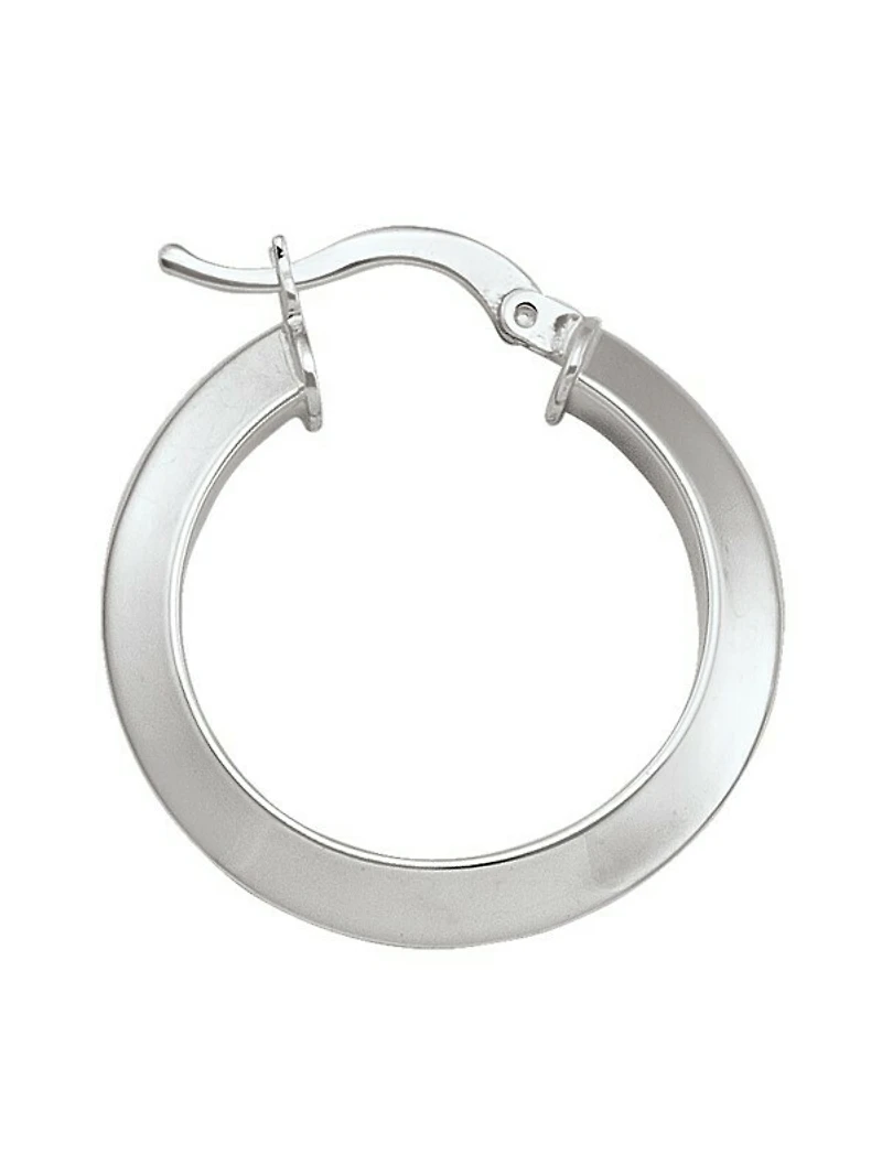 White Gold Knife Edge Hoop Earring 14KT