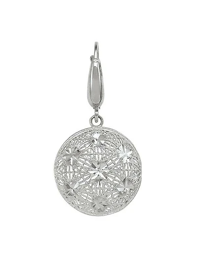 White Gold Fancy Diamond Cut Disc Earring 14KT