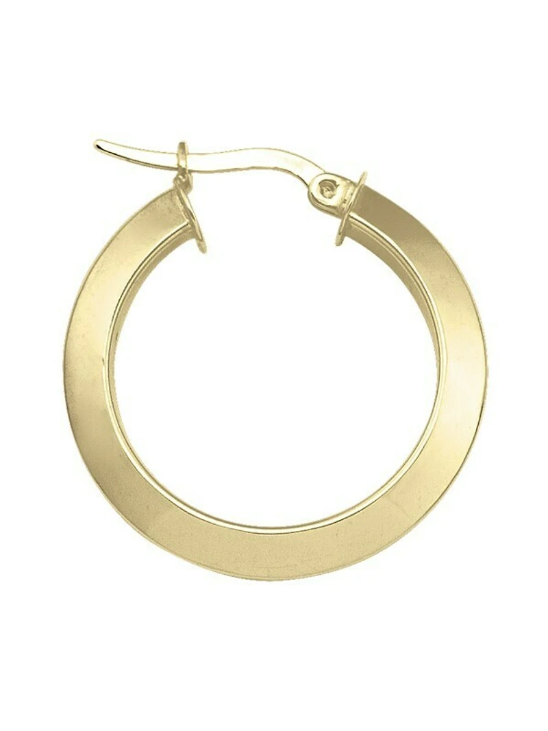 Yellow Gold Knife Edge Hoop Earring 14KT