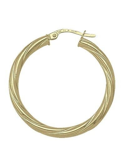 Gold Twisted 3Mm Tube Hoop Earring 10KT