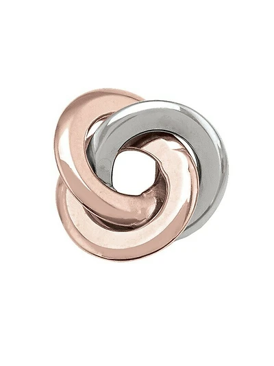 Pink And White Gold Love Knot Stud Earring 14KT