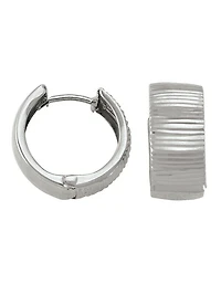 White Gold Patterned Huggie Earring 14KT