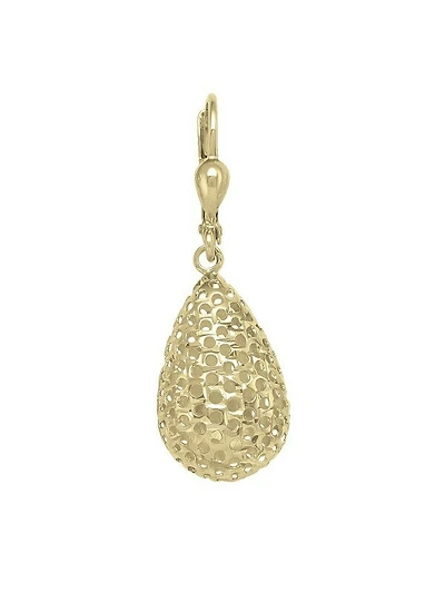 Gold Fancy Diamond Cut Tear Drop Earring 10KT
