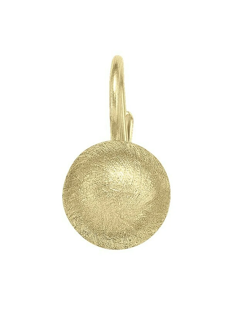 Yellow Gold Satin Finish French Back Ball Earring 14KT