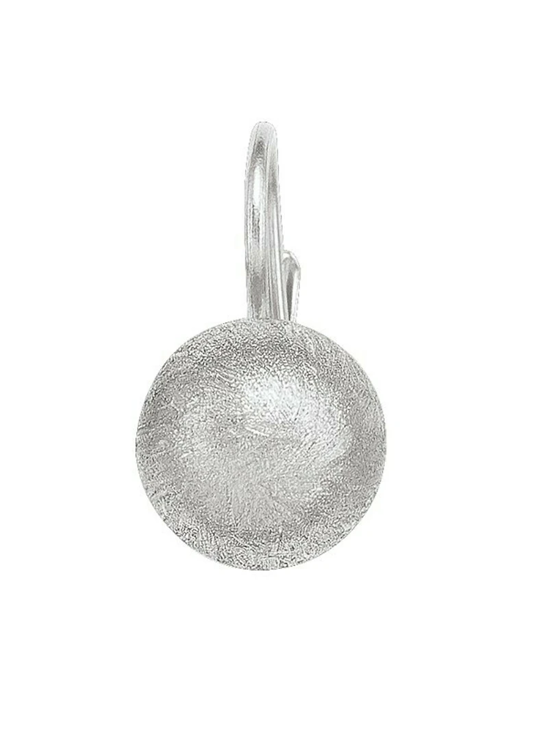 White Gold Satin Finish French Back Ball Earring 14KT