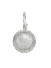 White Gold Satin Finish French Back Ball Earring 14KT