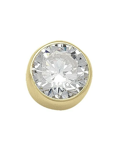 Yellow Gold 6mm CZ Bezel Stud Earring 10KT