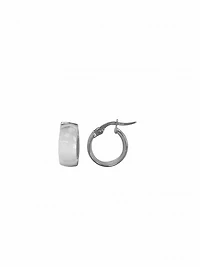 White Gold Small Domed Hoop Earring 14KT