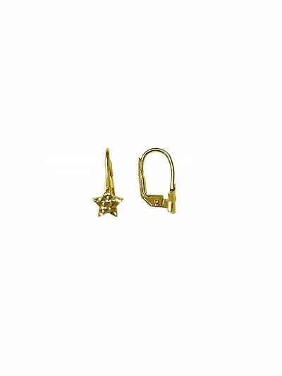 Yellow Gold Star Drop Earring 10KT