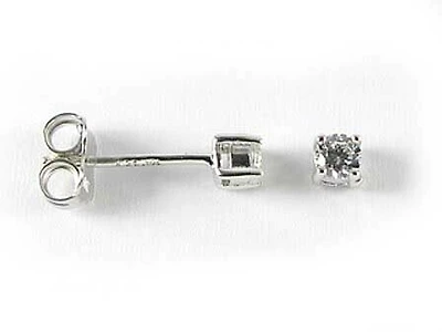 10K 3MM White Gold Round Cubic Stud Earrings