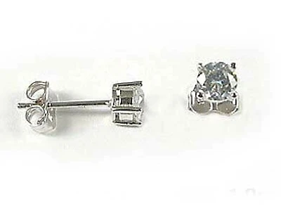 10K 4MM White Gold Round Cubic Stud Earrings