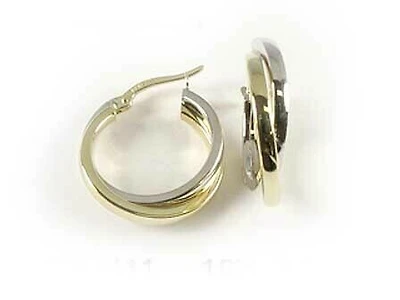 10K Yellow & White Tone Hoop Earrings