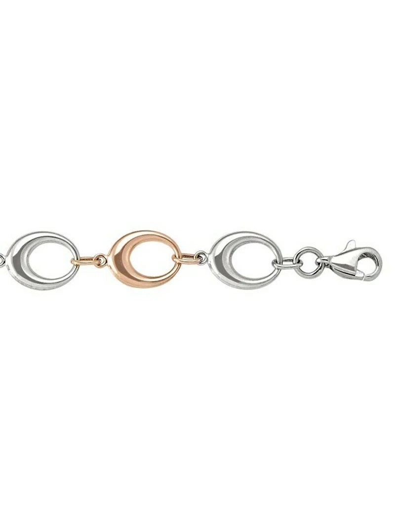Pink And White Gold Two Tone Fancy Hollow Link Necklace 10KT
