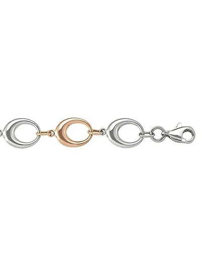 Pink And White Gold Two Tone Fancy Hollow Link Necklace 10KT