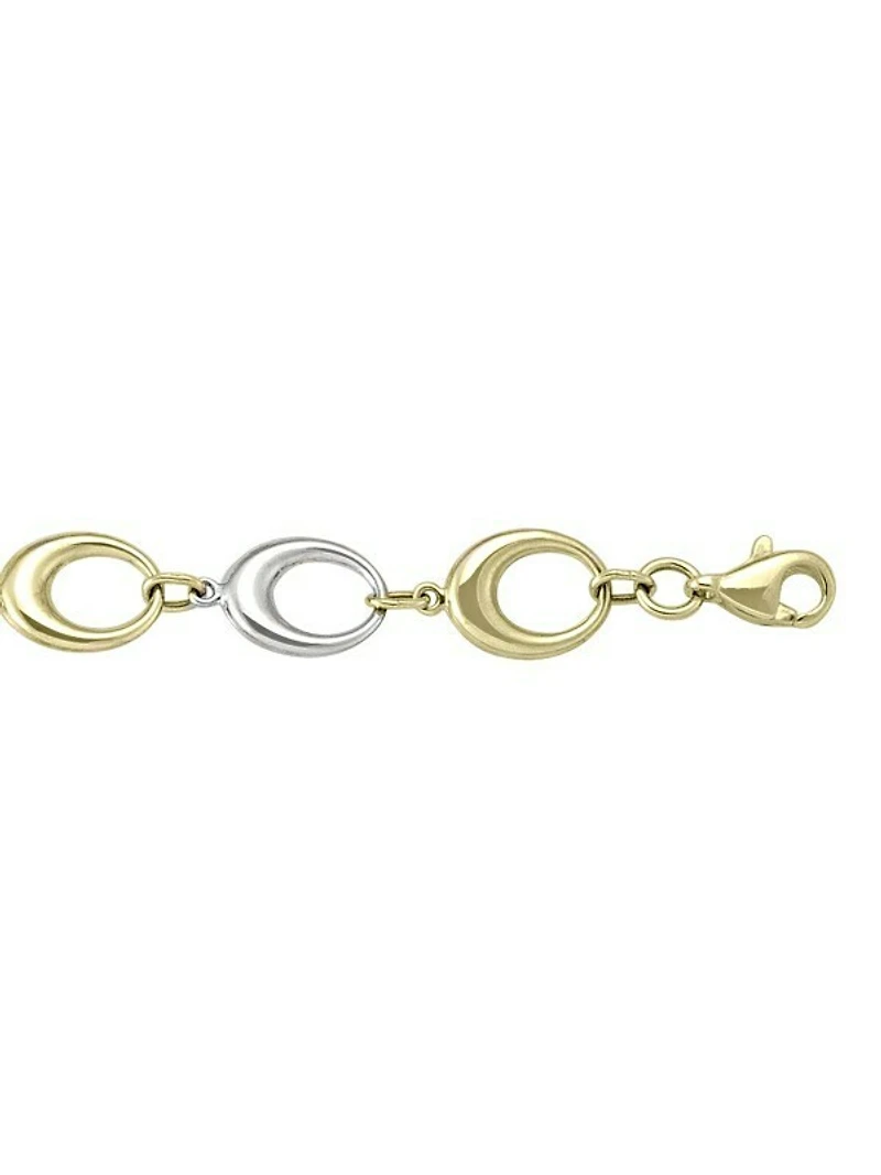 Yellow And White Gold Two Tone Fancy Hollow Link Necklace 10KT