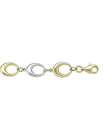 Yellow And White Gold Two Tone Fancy Hollow Link Necklace 10KT