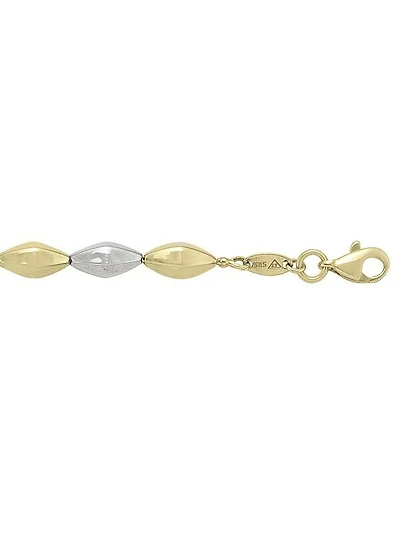 White & Yellow Gold Two Tone Hollow Fancy Bracelet 14KT