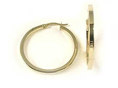 10K Polished Square Tube Hoop Earrings