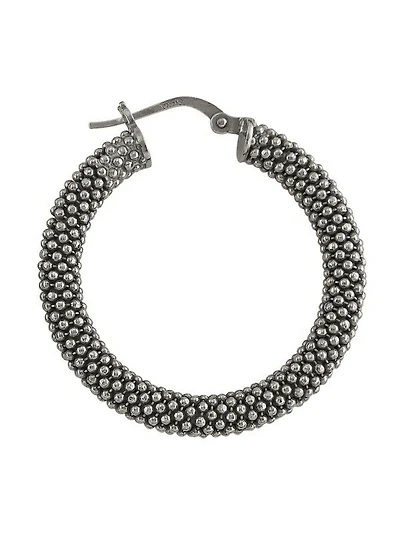 Sterling Silver Black Rhodium Plated Fancy Mesh Hoop Earring