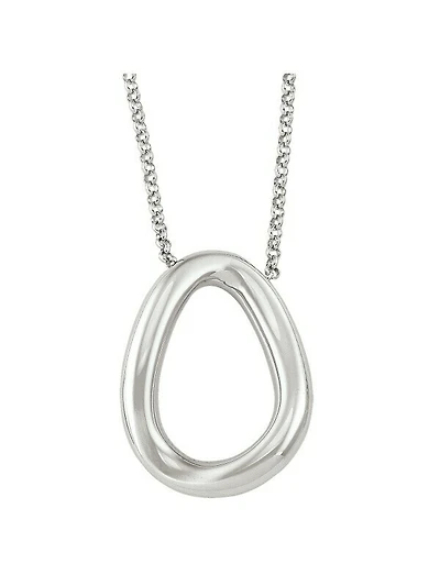 Sterling Silver Rhodium Plated Open Oval Fancy Necklace