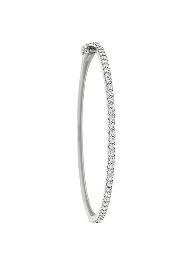 1 Row Hinged Diamond White Gold Bangle 14K Gold. Si/Gh Diamonds