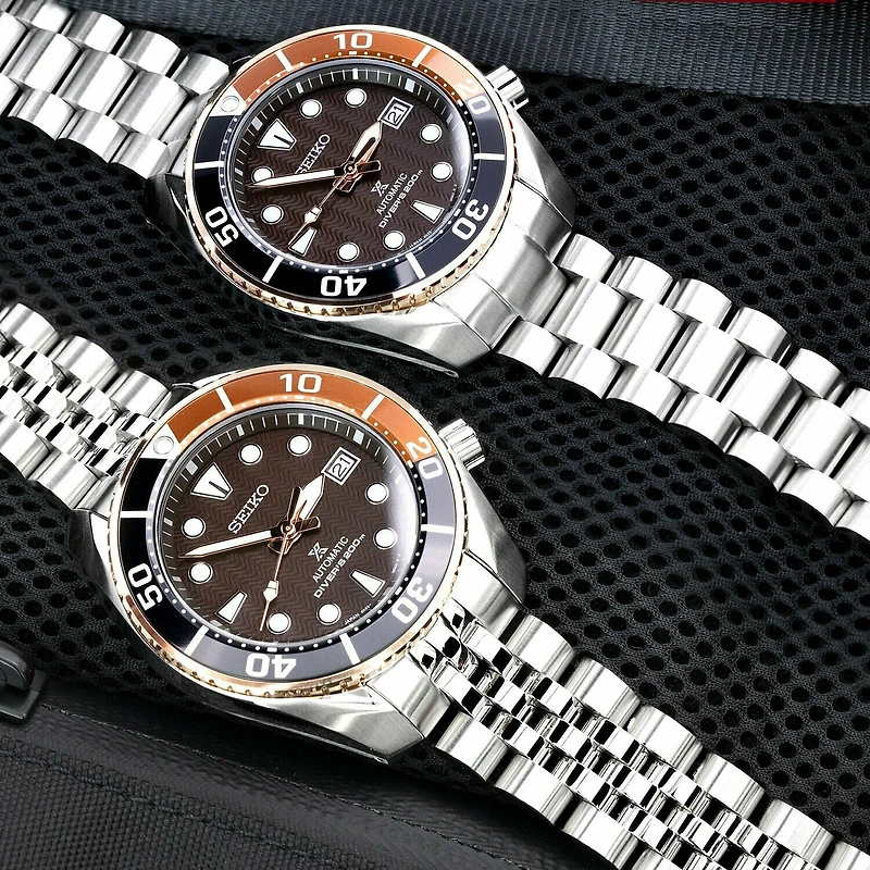 20mm Angus-J Louis JUB 316L Stainless Steel Watch Bracelet for Seiko Sumo SBDC001, SBDC031 & SPB101, Brushed/Polished, V-Clasp