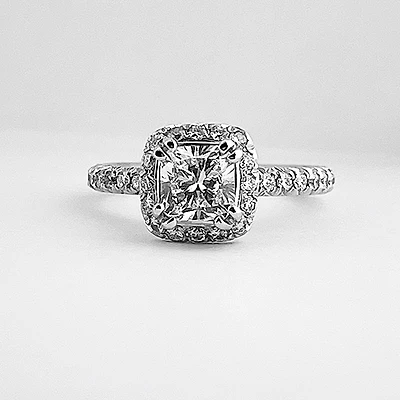 Square Brilliant Cut Engagement Ring Halo