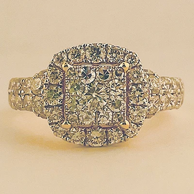 Square Shape Diamond Cluster Ring