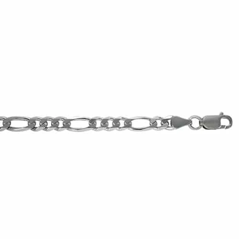 Sterling Silver With Rhodium, 7mm Figaro Chain