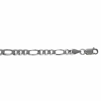 Sterling Silver With Rhodium,  7mm Figaro Chain