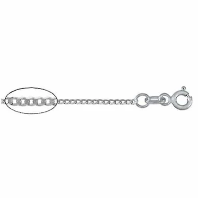 Sterling Silver With Rhodium, 0.9mm Curb Chain