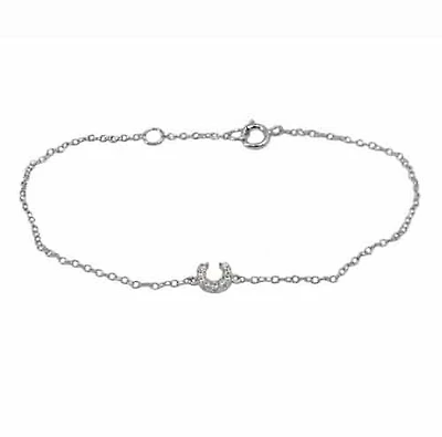 Sterling Silver With Rhodium, Horseshoe Bracelet