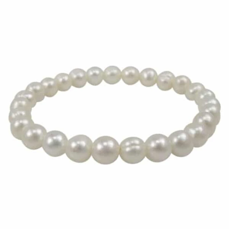 White Freshwater Pearl Elastic Bracelet