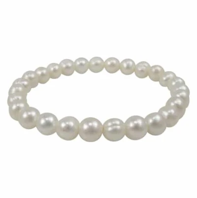 White Freshwater Pearl Elastic Bracelet