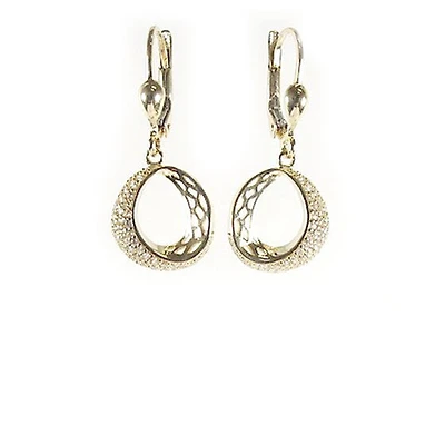 10K Yellow Gold Shimmer Cut Dangle Earrings