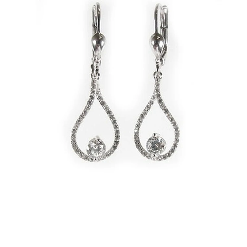10K White Gold C.Z Dangle Earrings