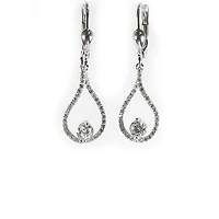 10K White Gold C.Z Dangle Earrings