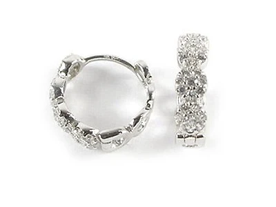 10K White Gold C.Z Huggy Earrings