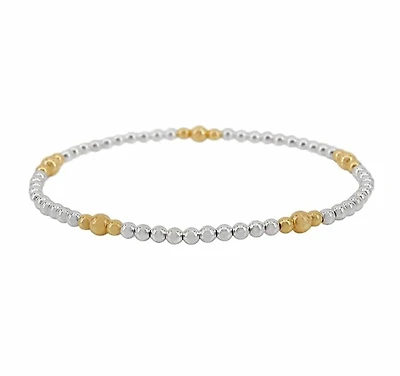 Elastic Bracelet With 3mm Sterling Silver Ball And 3mm + 4mm 14Kt Gold Filled Ball