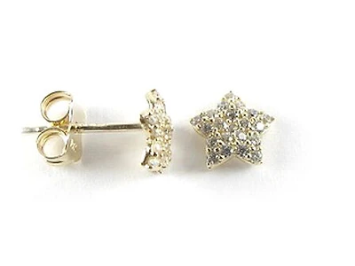 10K Yellow Gold C.Z Star Stud Earrings